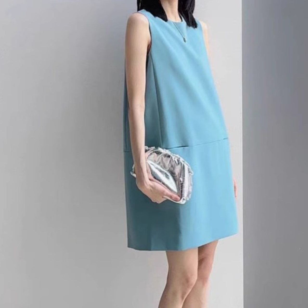 骨格ウェーブ フレンチ ボクシー Iラインワンピース